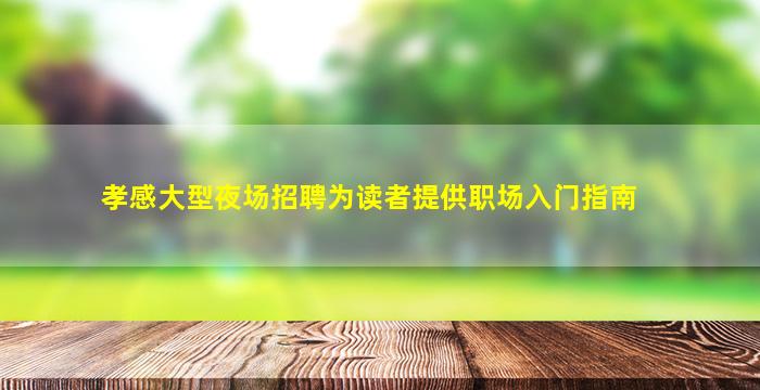 孝感大型夜场招聘为读者提供职场入门指南